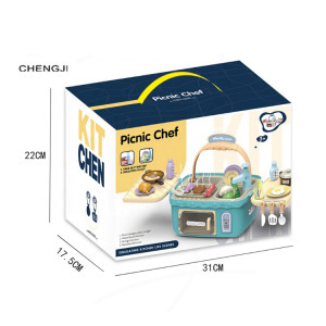 Set de joaca bucatarie, Picnic Chef, cu accesorii de bucatarie si robinet, Albastru - Img 16