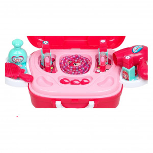 Set joaca rol frumusete "Geanta autobuz ", bijuterii, rujuri, feohn, perie par si alte accesorii incluse - Img 15
