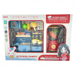 Set mini bucatarie pentru copii cu blender si accesorii, albastru - Img 7