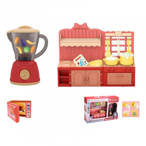 Set mini bucatarie pentru copii cu blender si accesorii, roz