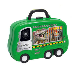 Set Plastilina pentru copii, Set creativ cu Dinozauri "Valiza pe roti" 2 in 1, maner portabil si roti, cu plastilina si accesorii forme - Img 9