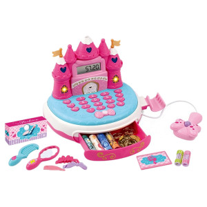 Casa de Marcat, Model Castel Printese, include calculator real, Scanner de Produse si Multiple accesorii de infrumusetare fetite, Roz - Img 5