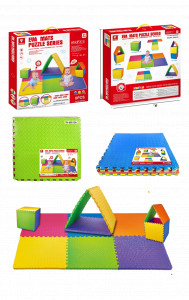 Covor copii tip puzzle spuma EVA, 6 piese, multicolor - Img 4