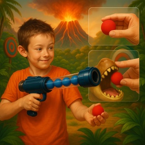 Set 2 Arme de jucarie Blaster Figurina Dinozaur Tyrannosaurus rex cu ventuza moale - Img 2