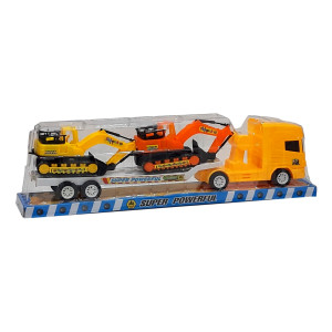 Set 3 masinute,1 X Trailer frictiune cabina galben, 2 mini masini - Img 15