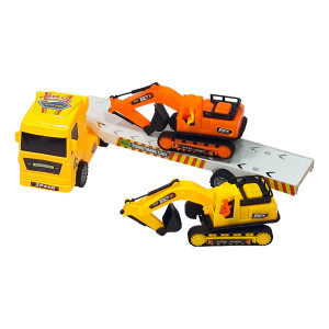 Set 3 masinute, 1xTrailer frictiune 2 xmini masini, cabina Galben - Img 8
