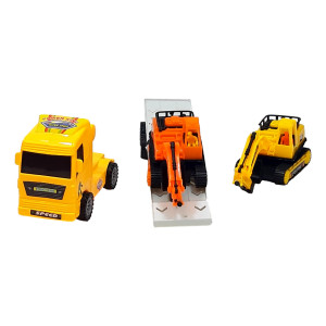 Set 3 masinute, 1xTrailer frictiune 2 xmini masini, cabina Galben - Img 12
