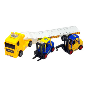 Set 3 masinute, Camion cu frictiune si 2 x mini masini, cabina galbena - Img 14