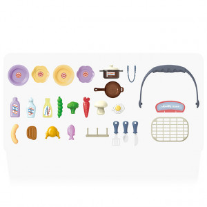 Set de joaca bucatarie, Picnic Chef, cu accesorii de bucatarie si robinet, Albastru - Img 17
