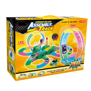 Set Masinute, Pista flexibila,157 Piese Neon lumineaza in intuneric - Img 5