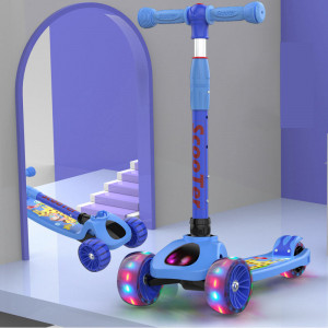 Tricicleta MANINI 3in1 (se poate tansforma in Trotineta si Skateboard), roti iluminate, Led, Bleu - Img 5
