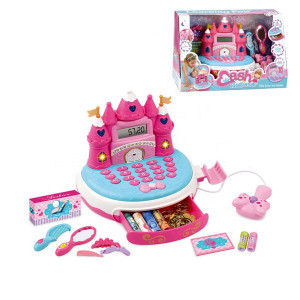 Casa de Marcat, Model Castel Printese, include calculator real, Scanner de Produse si Multiple accesorii de infrumusetare fetite, Roz - Img 2