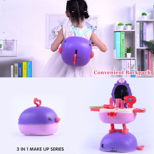 Jucarie de rol, dressing Makeup 3in1 tip mini rucsac, geanta si birou pentru scoala "Balena Minunata", 27 accesorii incluse, portabil, mov - Img 6