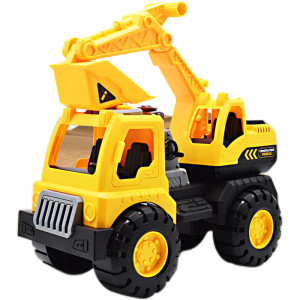 Masinuta Buldoexcavator pentru copii, Galbena, cu frictiune 23 cm - Img 4