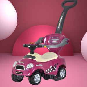 Masinuta copii si bebe MANINI, 3in1, cu melodii, maner de impins pentru parinti, bara de protectie, design modern, Mov