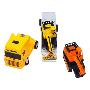 Set 3 masinute,1 X Trailer frictiune cabina galben, 2 mini masini - Img 12