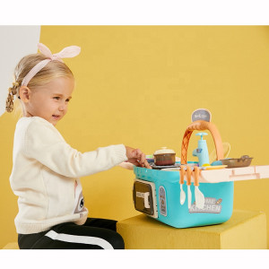 Set de joaca bucatarie, Picnic Chef, cu accesorii de bucatarie si robinet, Albastru - Img 18