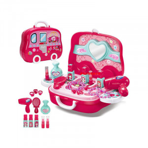 Set joaca rol frumusete "Geanta autobuz ", bijuterii, rujuri, feohn, perie par si alte accesorii incluse - Img 9