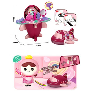 Set jucarie de rol, Mini Trusa de beauty Avionul Make-up Artist, Roz - Img 3