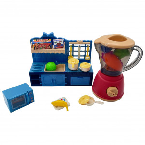 Set mini bucatarie pentru copii cu blender si accesorii, albastru - Img 5