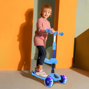 Tricicleta MANINI 3in1 (se poate tansforma in Trotineta si Skateboard), roti iluminate, Led, Bleu - Img 12