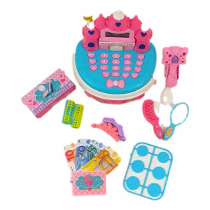 Casa de Marcat, Model Castel Printese, include calculator real, Scanner de Produse si Multiple accesorii de infrumusetare fetite, Roz - Img 9