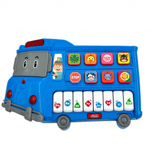 Jucarie muzicala educativa, Autobuz didactic, pentru copii cu lumini si sunete de animalute, Albastru - Img 8