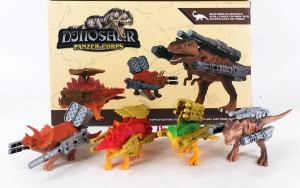 Set 4 Figurine Dinozaur, Medii blindati cu arme tip military, Multicolor - Img 10