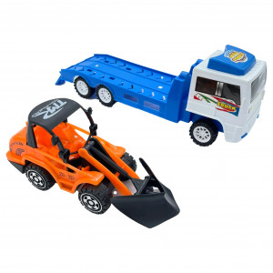 Set Camion de jucarie cu trailer tractare si cupa, Galben - Img 4