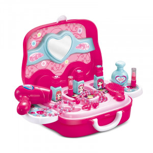 Set joaca rol frumusete "Geanta autobuz ", bijuterii, rujuri, feohn, perie par si alte accesorii incluse - Img 4