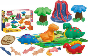 Set Plastilina Inteligenta Magic Dough "Lumea Dinozaurilor", 10Culori, Modelatoare, Ustensile, Multicolor - Img 7