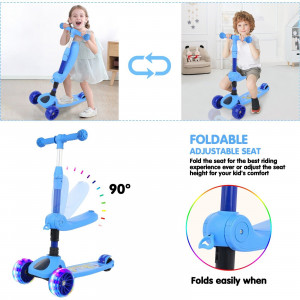 Tricicleta MANINI 3in1 (se poate tansforma in Trotineta si Skateboard), roti iluminate, Led, Bleu - Img 3