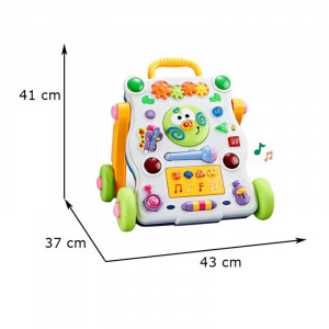 Carucior de muzica pentru copii, muzica si lumini Baby WALKER, Multicolor - Img 4