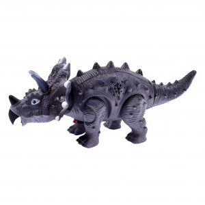 Dinozaur Triceratops electric, Cu Baterii, Lumini Multicolore, Sunete Si Miscari Realiste Interactive, gri - Img 7