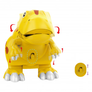 Dinozaur Tyrannosaurus Rex, lumini, sunete si miscari realiste, functie de inregistrare, atingeri melodii, galben - Img 4