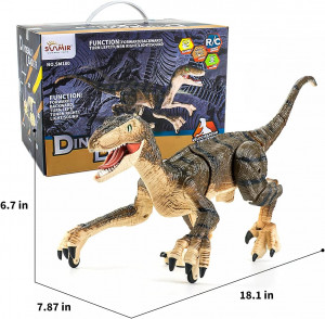 Jucarie interactiva, Dinozaur cu telecomanda, Figurina Velociraptor cu lumini si sunete realiste - Img 14