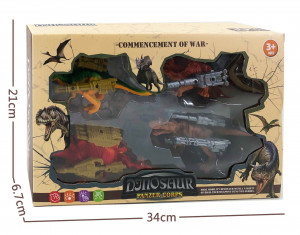 Set 4 Figurine Dinozaur, Medii blindati cu arme tip military, Multicolor - Img 4