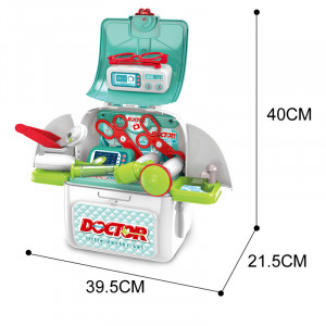 Set de Joaca, Trusa Medicala pentru copii 2in1, cu 9 Accesorii, in Forma de Rucsac cu Bretele Ajustabile, Stetoscop, Termometru, Ochelari, Seringa, Foarfeca, Multicolor - Img 10