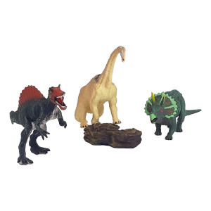 Set Figurine Dinozauri Mini, Aspect Realist Jurassic World, Accesorii roca, multicolor