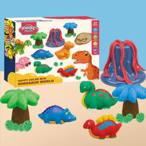 Set Plastilina Inteligenta Magic Dough "Lumea Dinozaurilor", 10Culori, Modelatoare, Ustensile, Multicolor