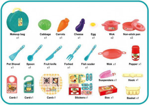 Bucatarie pntru copii, geanta 2in1, 24 piese, Accesorii de gatit, Legume, 3+ - Img 4