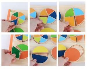 Jucarie educativa Montessori din lemn, forme geometrice, Coordonarea mana-ochi, Multicolor - Img 3