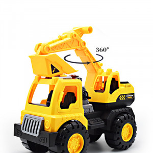 Masinuta Buldoexcavator pentru copii, Galbena, cu frictiune 23 cm - Img 5
