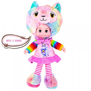 Papusa muzicala Alpaca moale si catifelata, 49cm cu Muzica, melodie "Happy birthday", Multicolor - Img 6
