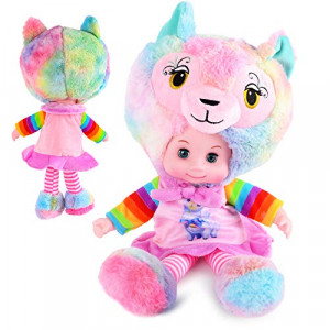 Papusa muzicala Alpaca moale si catifelata, 49cm cu Muzica, melodie "Happy birthday", Multicolor - Img 11