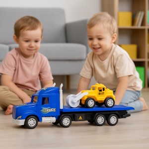 Set 2 masinute,1 x Tractor inertial, 1x masinuta, cabina albastru