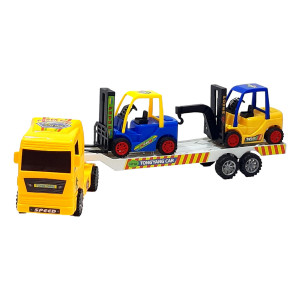 Set 3 masinute, Camion cu frictiune si 2 x mini masini, cabina galbena - Img 12
