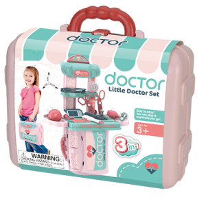 Set de Joaca, Trusa Medicala pentru copii 3in1, Transformabila in Cabinet Medical, in Forma de Valiza cu Maner, Include Stetoscop, Ochelari, Seringa, Foarfeca, Usor de Asamblat,27 cm Latime - Img 13
