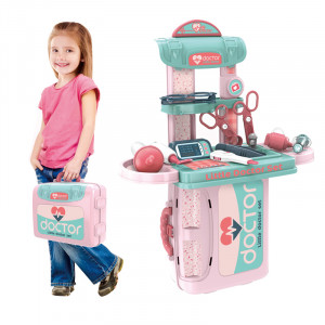 Set de Joaca, Trusa Medicala pentru copii 3in1, Transformabila in Cabinet Medical, in Forma de Valiza cu Maner, Include Stetoscop, Ochelari, Seringa, Foarfeca, Usor de Asamblat,27 cm Latime - Img 15