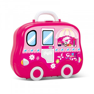 Set joaca rol frumusete "Geanta autobuz ", bijuterii, rujuri, feohn, perie par si alte accesorii incluse - Img 16